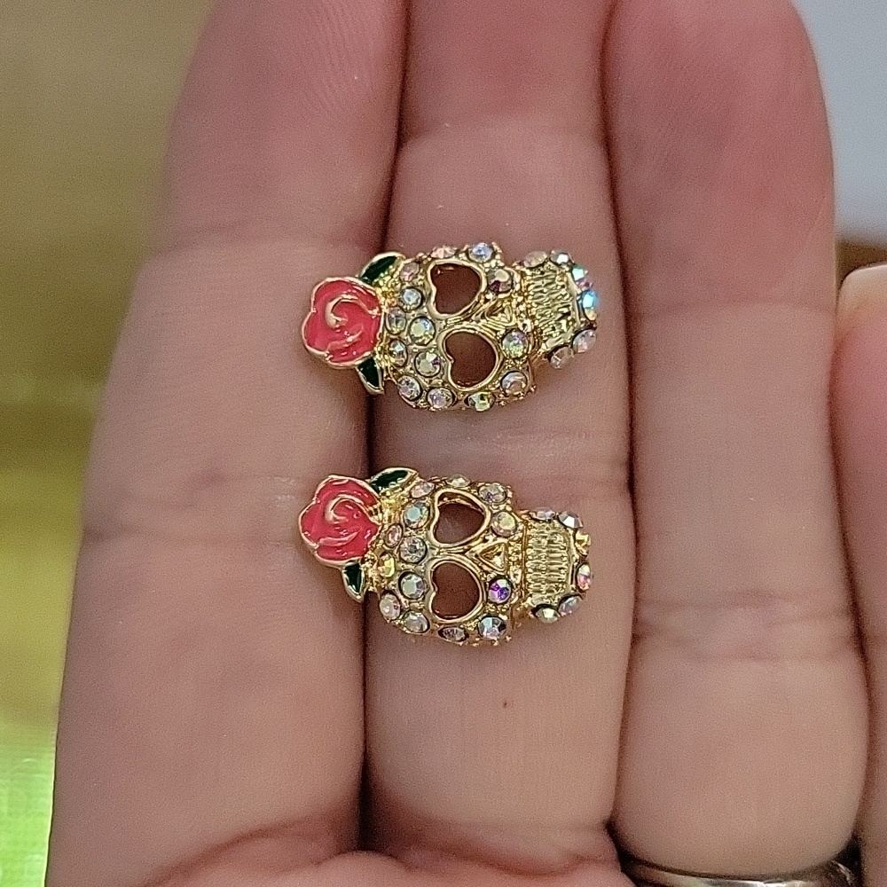 Sugar Skull Shimmer Stud Earrings